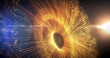 © MarianStock - Abstract eye in space with golden light particles on blue background. I made this video with 3d program, using its 3d animation features.