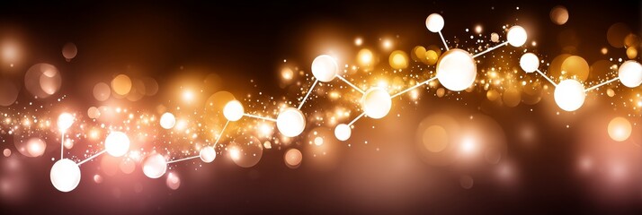 Poster - Golden Network Connections - Abstract background featuring a glowing network of interconnected nodes and bokeh lights, ideal for technology, connectivity, and celebration themes