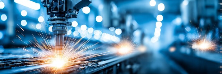 Poster - industrial automation robotic welding process - advanced robotic welding, sparks, precision, automat