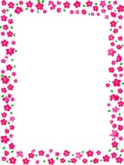 Poster - Pink Flowers Frame Border Design - Elegant floral frame, perfect for invitations, cards, or announcements. Symbolizes spring, beauty, celebration, romance, and new beginnings