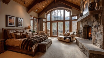 Aufkleber - Master bedroom in colorado mountain luxury home
