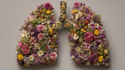 Poster - Lungs made from flowers and nature, air pollution concept