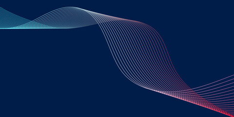 Poster - Abstract glowing wave lines on dark blue background. Dynamic wave pattern. Modern flowing wavy lines. Futuristic technology concept.