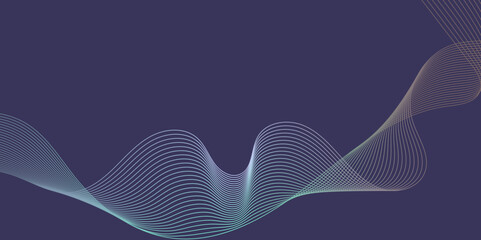 Poster - Abstract glowing wave lines on dark blue background. Dynamic wave pattern. Modern flowing wavy lines. Futuristic technology concept.