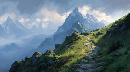 Aufkleber - Path to mountain top