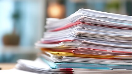Poster - Stack of business documents papers, isolated