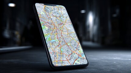 Leinwandbilder - Smartphone with map, 3d map pins, gps, navigator pin checking points, 3d world map icon, technology and application mobile smart phone with mobile, delivery tracking, transportation