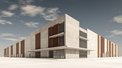 Fototapete - Modern logistics warehouse building structure