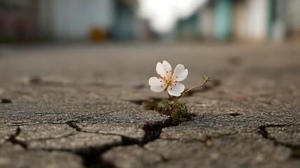 Poster - Small flower grow on cracked street
