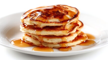Poster - Stack of pancake with honey syrup on the white plate on isolated