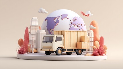 Aufkleber - Logistics international delivery concept, world map with logistic network distribution on background, background for concept of fast or instant shipping, online goods orders worldwid