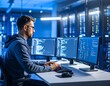 © oxie99 - Moderner IT-Spezialist bei der Arbeit in einem technisch ausgestatteten Büro,