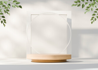 Poster - 3D rendering abstract wood platform podium product presentation backdrop	