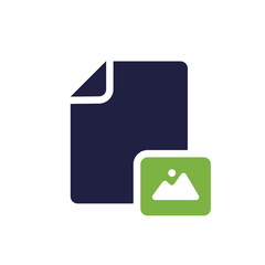Poster - A sleek and modern digital file icon that includes a paper document alongside a small image thumbnail, making it an ideal representation for file attachments within various applications
