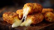 © Thares2020 - Crispy fried mozzarella sticks with gooey cheese mid bite