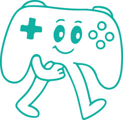 Poster - Vector logo design template and graphic elements for advertising, branding, posters and banners, funny cartoon illustrations with smiling character, funny gaming characters