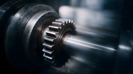 Poster - Rotating industrial gears in motion blur