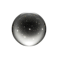 black and white planet or moon design with starry space texture