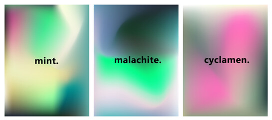 Poster - This vector illustration uses soft, blended gradients in mint green, malachite, and cyclamen pink shades. It features the modern, popular blurry gradient trend of 2025.