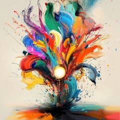 Aufkleber - Vivid Explosion of Colors Illuminating a Creative Spirit in an Artistic Display of Brush Strokes and Vibrant Hues