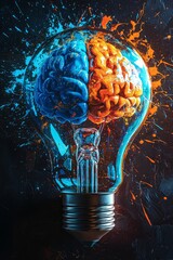 Poster - Bright Ideas Flow From a Vibrant Fusion of Creativity and Logic Embodied in an Artistic Representation of a Brain Inside a Light Bulb