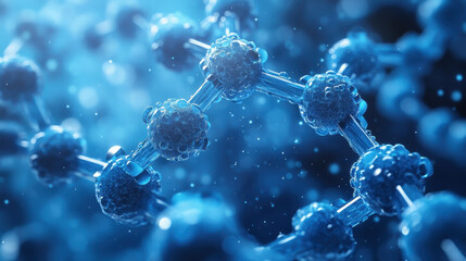 Poster - Intricate Molecular Structure on Blue Background for Scientific Innovations