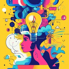 Fototapete - Creative Journey Exploring Imagination and Innovation Through Vibrant Colors and Abstract Forms in a Stunning Visual Representation