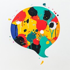 Poster - Vibrant Abstract Expression in Diverse Colors Conveying Emotion and Thought Through a Creative Bubble-Shaped Design on a White Canvas