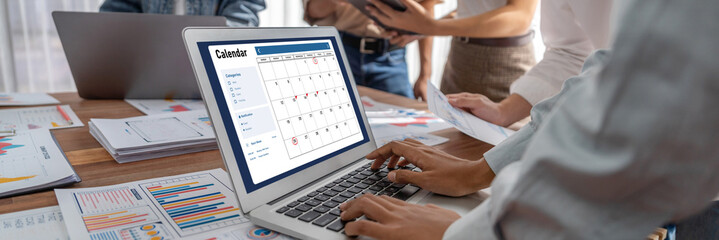 Leinwandbilder - Calendar on computer software application for brisk schedule planning for personal organizer and online business
