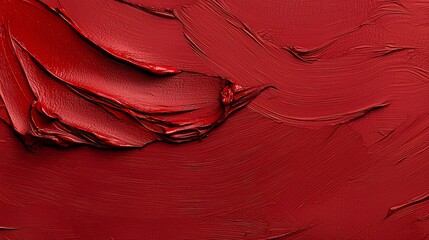 Aufkleber - Red smear of lipstick is on a red background. The lipstick is thick and has a shiny, glossy appearance. The background is also red, creating a bold and dramatic effect