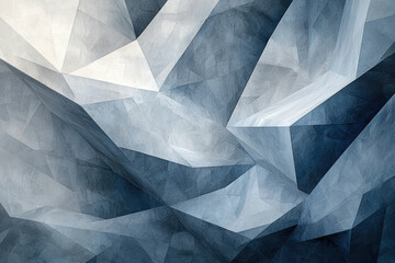 Poster - Abstract polygonal landscape in shades of blue and grey, textured and fragmented.