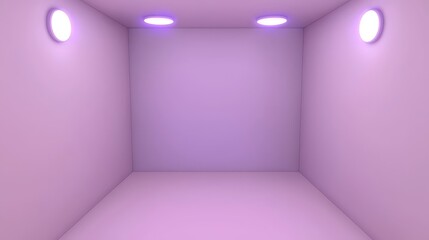 Poster - Room with two lights on the ceiling and a white wall. The room is empty and has a very bright and clean look