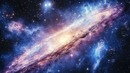Poster - Explore the stunning galaxy filled with glowing nebulae and cosmic wonders in vivid colors, galaxy space, of flying through glowing nebulae