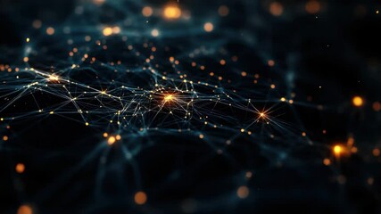 Poster - Digital network connections illustrating the complexity of neural pathways in a virtual brain, network of connections over digital brain