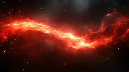 Wall Mural - A Glowing Red Nebula Spans Across a Starry Black Sky
