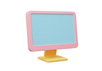 Poster - 3D Illustration of Pink and yellow computer monitor isolated on white background