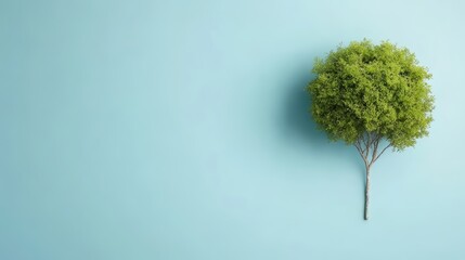 Aufkleber - Tree is shown on a blue background. The tree is small and he is a part of a larger tree. The background is a light blue color, which gives the image a calm and peaceful mood