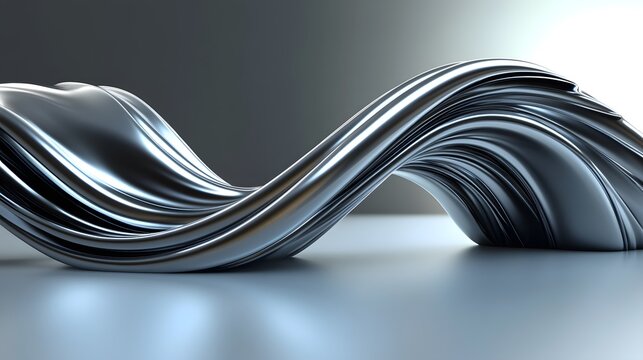 Abstract Silver Metal Fluid Wave Swirl Design