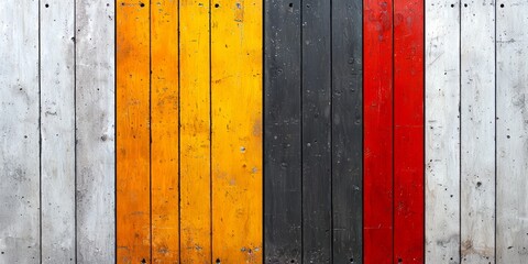 Aufkleber - Wooden background with a red stripe and yellow stripe. The background is made of wood and has a yellow stripe on the left and a red stripe on the right