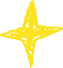 Wall Mural - gold chalk drawing star. shine or sparkle doodle collage element. children style yellow wax pencil h