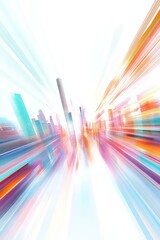 Aufkleber - Vibrant Cityscape Bursts With Energy, Abstract Lines Swirl Through a Kaleidoscope of Colors Capturing Urban Life in Motion