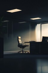 Poster - Elegant Modern Office Bathed in Soft Sunlight, Inviting Productivity and Creativity During Early Morning Hours