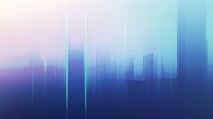 Poster - Mysterious Urban Landscape at Dawn With Soft Pastel Colors and a Hazy Atmosphere Enveloping the Towering Skyscrapers