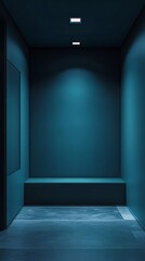 Poster - Mysterious Interior Space With Cool Tones and Subtle Lighting Inviting Reflection and Creativity in an Artistic Atmosphere