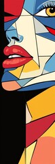 Aufkleber - Colorful Geometric Portrait Depicting a Woman's Face With Bold Hues and Striking Features, Illustrating Modern Artistic Expression and Creativity