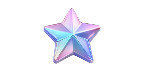 Poster - Holographic Iridescent Star Icon. Symbol Of Achievement And Creativity Isolated On Transparent Background