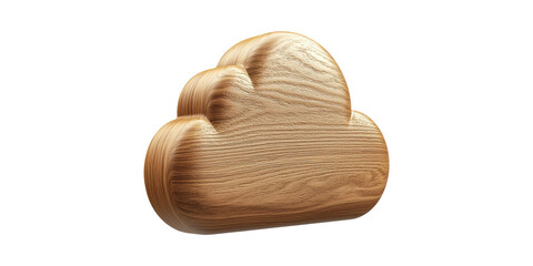 Poster - Wooden Cloud Icon Symbolizing Cloud Computing And Natural Design. Eco-Friendly Technology Concept Isolated On Transparent Background