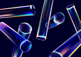 Fototapete - Abstract vector background of 3D glass cylinders.