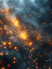 Wall Mural - Brilliant glowing sparks of light appear against a dark cloudy background