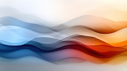 Poster - A serene arrangement of flowing waves in varying colors of blue, orange, and gray showcases a soothing and dynamic blend of abstract art elements. This design captivates the viewer's attention.